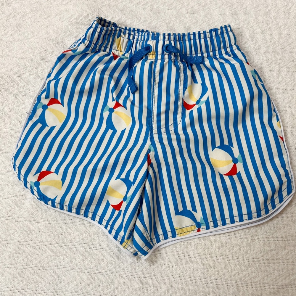 Hanna Andersson blue striped swim trunks bottoms - beach balls - sz 4 (US 100cm)